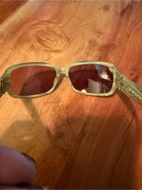 SMITH Audrey Melon Green Wood-Pattern Rectangular Sunglasses